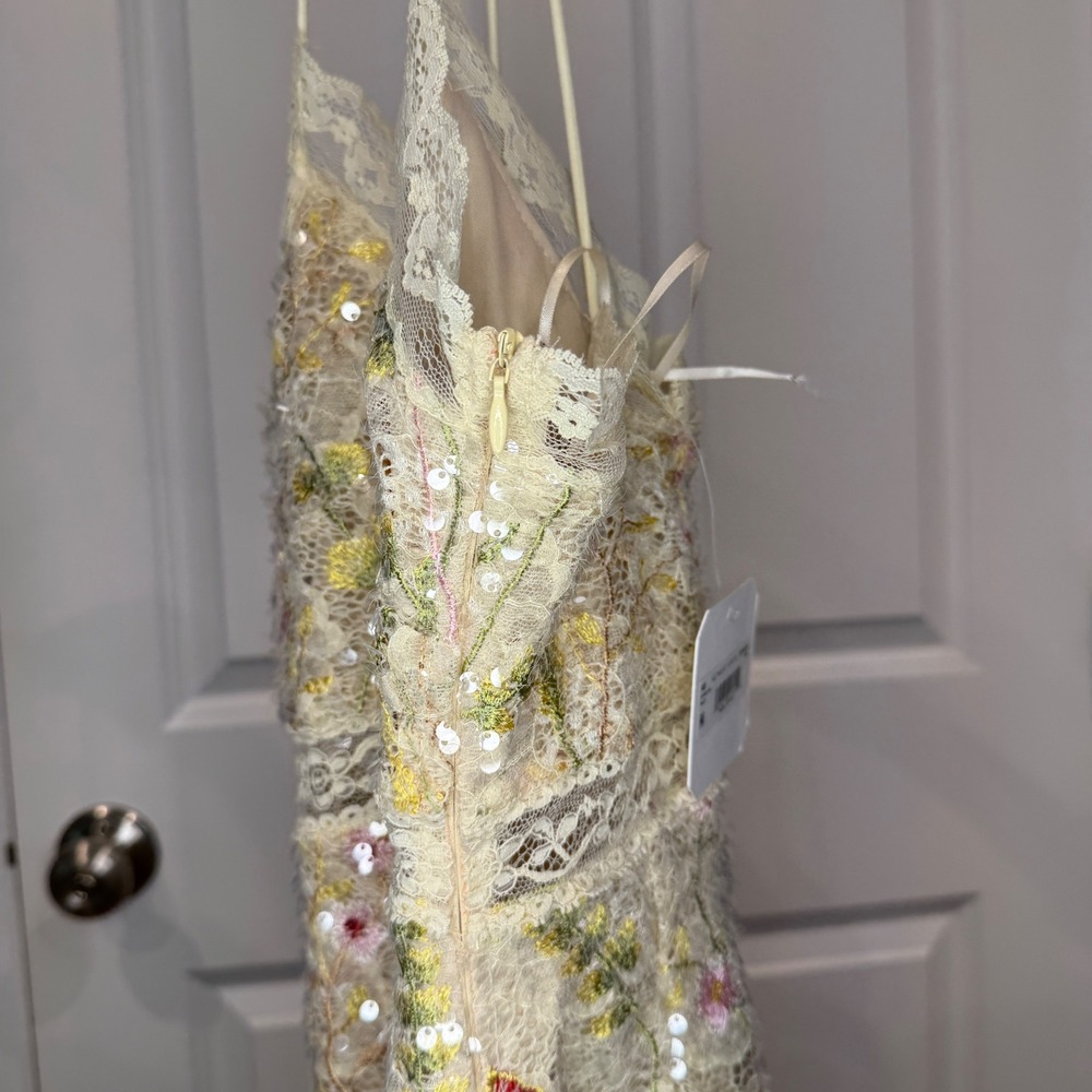 Altar'd State Floral Lace Sequin Mini Dress V-Neck Spaghetti Strap Size XSmall - Picture 14 of 14